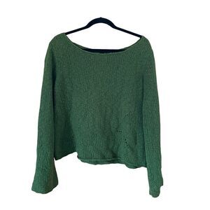 Eileen Fisher Wool Blend Boat Neck Pullover Sweater Size Large